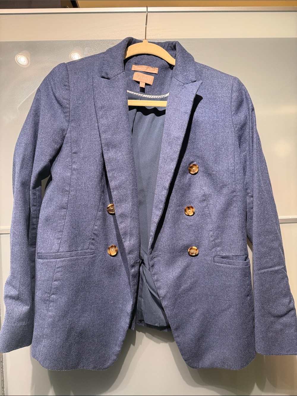 Talbots Double-Breasted Blue Blazer with Tortoiseshell Buttons Wool size 2